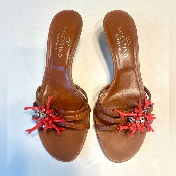 Valentino Garavani Shoes - Exquisite! AUTHENTIC. Valentino Garavini sandal with coral & rhinestone accents.